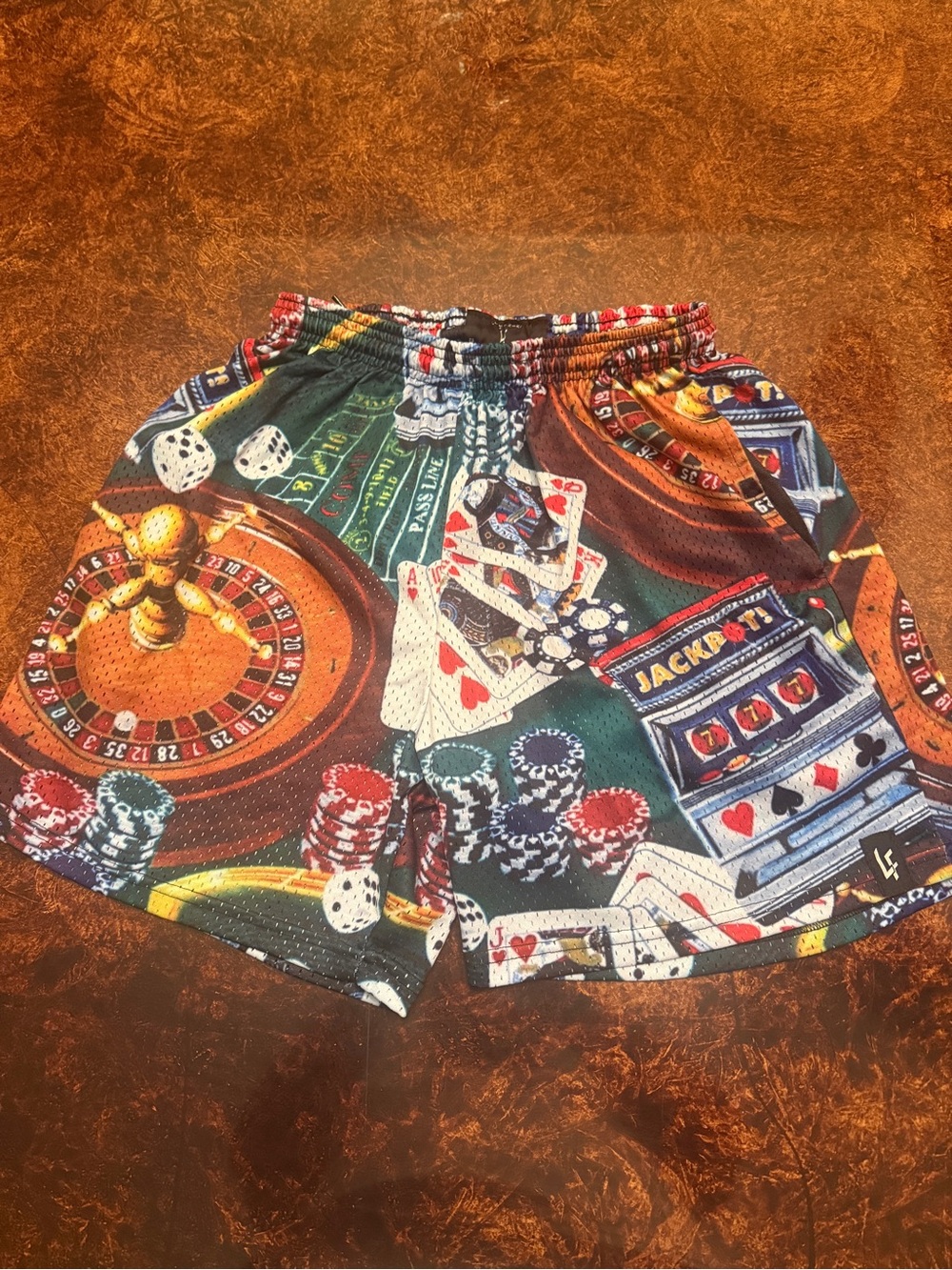 Casino Print Athletic Shorts - Multicolor